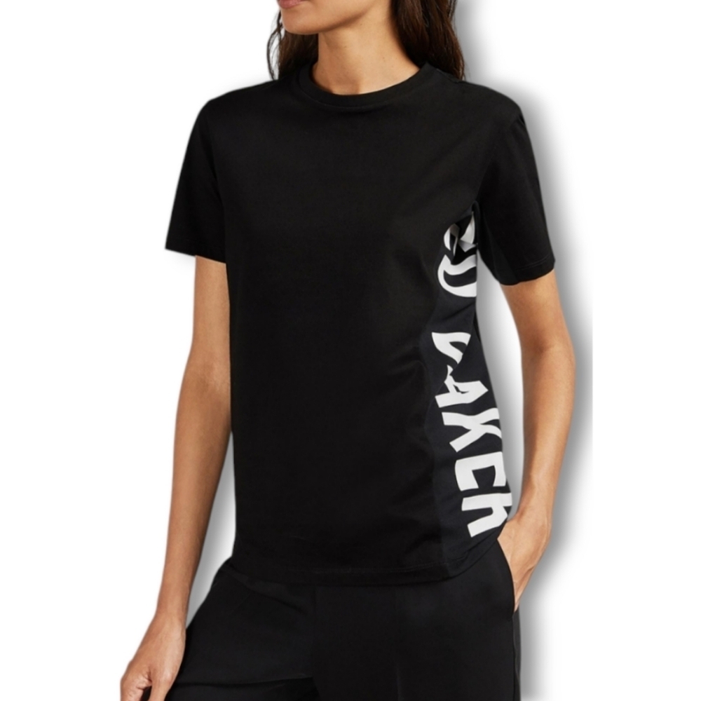 Ted Baker Black Logo Tee Large Vertical Logo Crewneck Ted’s Size 2 (US 6)